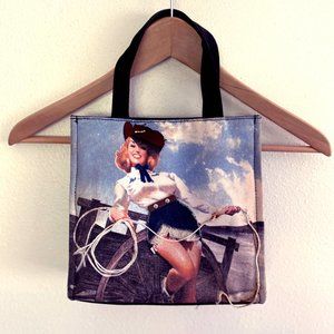 Funky Retro Cowgirl Mixed Media Purse Handbag